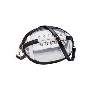 Clear Football Shaped Crossbody Bag Transparent Stadium Approved Purse Black